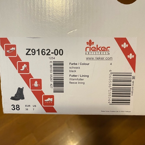 Rieker Women's Shiny Black Combat Boots - Picture 6 of 11